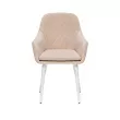Стул с подлокотниками Leset Слим каркас Белый велюр Бежевый Ментол