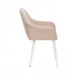 Стул с подлокотниками Leset Слим каркас Белый велюр Бежевый Ментол