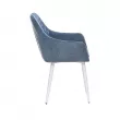 Стул с подлокотниками Leset Слим каркас Белый велюр Синий