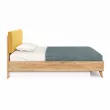 Марта-2 Кровать 1200 (с ПМ и мягкой накладкой, вертикальная стежка Phuket 1038) (Дуб Золотой / Горчично-желтый)