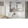 Кухонный гарнитур Венеция угловая 3,15*1,95 (2,40*1,20+ПД750+ПС750) (Белый, Серебро, Паладина светлая 38мм)