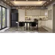 Набор кухонный Киара угловая 4,80*2,40 Правая (Кухня 3,3*1,5пр+ПС1500+ПД900) (Крем, Золото, Мрамор Марквина Чёрный 48мм)