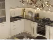 Набор кухонный Киара угловая 4,80*2,40 Левая (Кухня 3,3*1,5лев+ПС1500+ПД900) (Крем, Золото, Мрамор Марквина Чёрный 48мм)