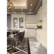 Набор кухонный Киара угловая 4,80*2,40 Левая (Кухня 3,3*1,5лев+ПС1500+ПД900) (Крем, Золото, Мрамор Марквина Чёрный 48мм)