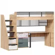 Урбан Кровать-чердак со столом письменным с комодом и полкой (правая Белый/Черный/Розовый)