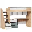 Урбан Кровать-чердак со столом письменным с комодом и полкой (правая Белый/Черный/Розовый)