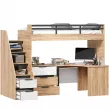 Урбан Кровать-чердак со столом письменным угловым с комодом (правая Дуб Золотой/Белый)