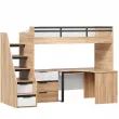 Урбан Кровать-чердак со столом письменным угловым с комодом (правая Дуб Золотой/Белый)