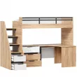 Урбан Кровать-чердак со столом письменным угловым с комодом (правая Дуб Золотой/Белый)
