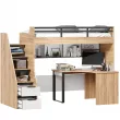 Урбан Кровать-чердак со столом письменным угловым и полкой (правая Дуб Золотой/Белый)