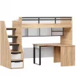 Урбан Кровать-чердак со столом письменным угловым и полкой (правая Дуб Золотой/Белый)