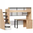 Урбан Кровать-чердак со столом письменным угловым и полкой (правая Дуб Золотой/Белый)
