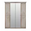 Шкаф Патрисия 4-дверный с зеркалом крем корень глянец