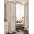Шкаф Патрисия 4-дверный с зеркалом крем корень глянец