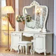 Туалетный стол с зеркалом и пуфом Элиза крем