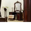 Туалетный стол с зеркалом и пуфом Лорена темный орех