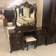 Туалетный стол с зеркалом и пуфом Лорена темный орех