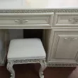 Туалетный стол с зеркалом и пуфом Берта белый жемчуг