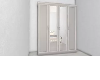 Шкаф Мишель Лайт 4-дверный с зеркалом серый