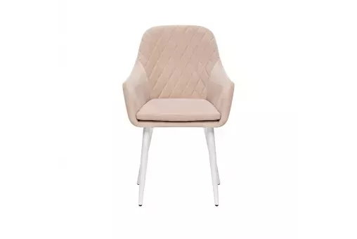 Стул с подлокотниками Leset Слим каркас Белый велюр Бежевый Ментол