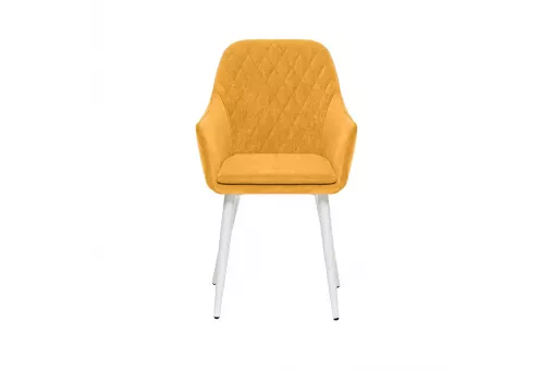 Стул с подлокотниками Leset Слим каркас Белый велюр Горчица