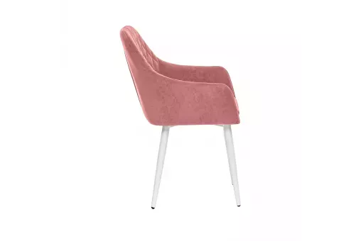 Стул с подлокотниками Leset Слим каркас Белый велюр Персиковый