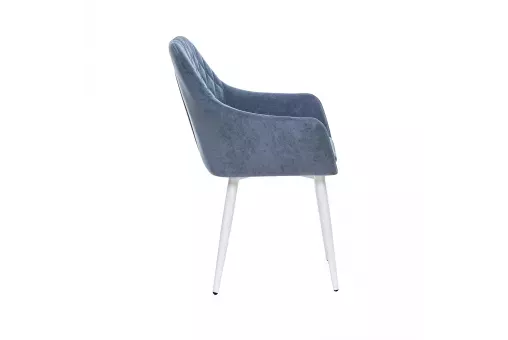 Стул с подлокотниками Leset Слим каркас Белый велюр Синий