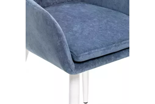 Стул с подлокотниками Leset Слим каркас Белый велюр Синий