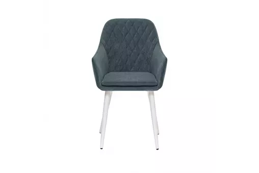Стул с подлокотниками Leset Слим каркас Белый велюр Темно-зеленый