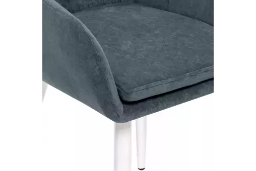 Стул с подлокотниками Leset Слим каркас Белый велюр Темно-зеленый