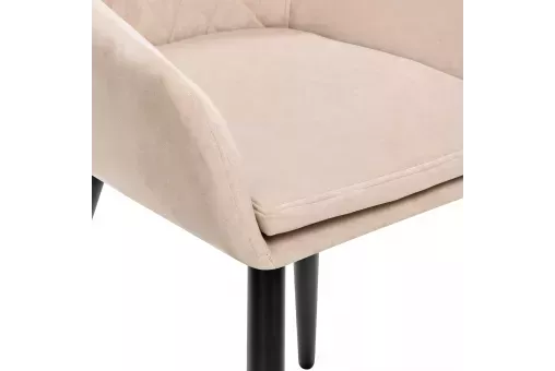 Стул с подлокотниками Leset Слим каркас Черный велюр Бежевый   Минтол