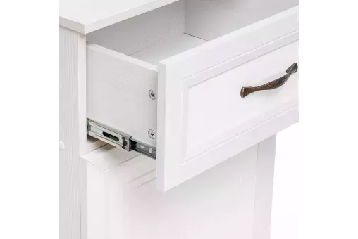 Тумба комбинированная общего назначения Leset Болтон  Холст белый - белое дерево - рамух 