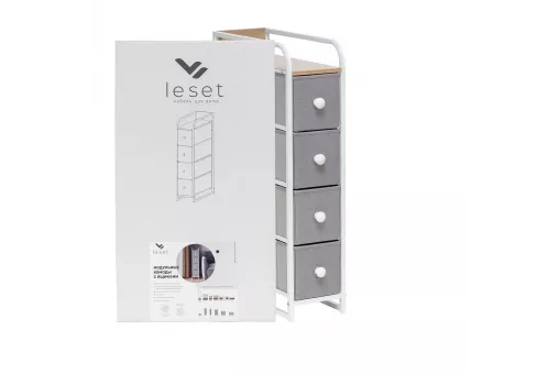 Комод Leset Ноа 4 ящ. узкий Белый / Светло-серый
