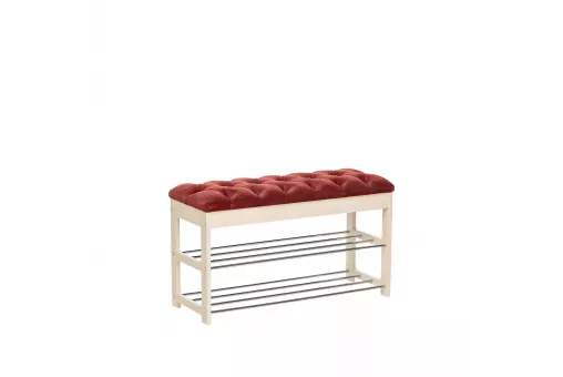 Банкетка Leset Грейс  Дуб шампань Бордовый - каретная стяжка