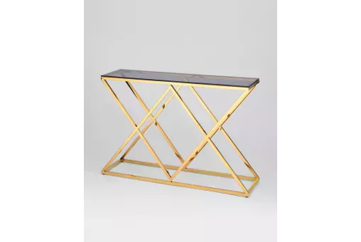 Консоль ИНСИГНИЯ 115*30 золото стекло smoke