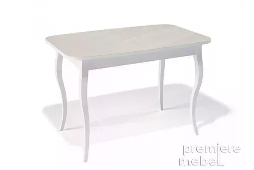 Стол обеденный 1200C белый / стекло крем глянец