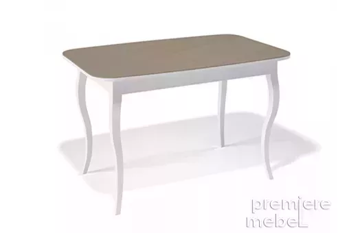Стол обеденный 1200C белый / стекло капучино глянец