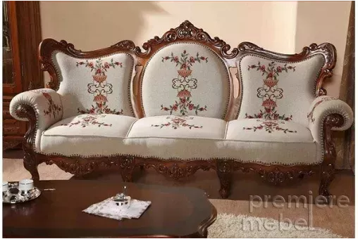 Диван 3-х местный (обивка: кожа, цвет: орех) - 1856