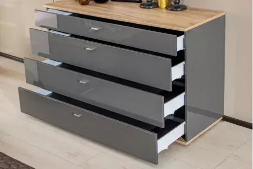 Фиджи Комод 1200 с 4 ящиками (Дуб Золотой / Антрацит)