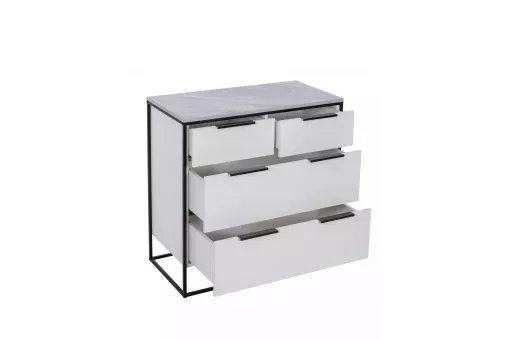 Норд Комод 890 с 4 ящиками (Белый / Статуарио)
