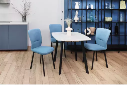 Cтол МИЛАН-4-ПН 80x80 / 110 гладкий бел / муар.бел ВС / 450