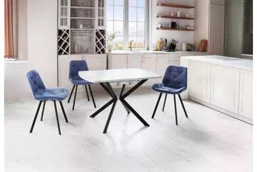 Cтол ПЕКИН-2 78х120 / 168 шелк.камень / муар.чер ВС / 524