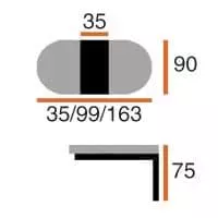 Cтол ГАВАНА-2 35х90 / 163 шелк.камень / бел ВС / 419