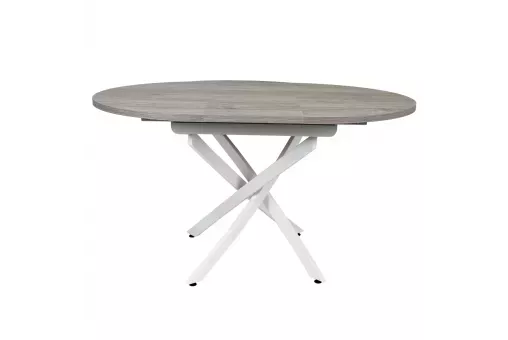 Стол ОНТАРИО-25 d100 / 135 дуб анкона+перламутр / муар.бел ВС / 503