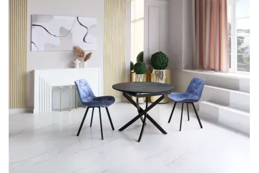 Стол ОНТАРИО-25 d100 / 135 дуб анкона+перламутр / муар.бел ВС / 503