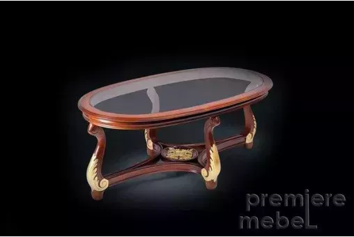 Стол журнальный из массива со стеклом ( с золотом  /  без золота) №19