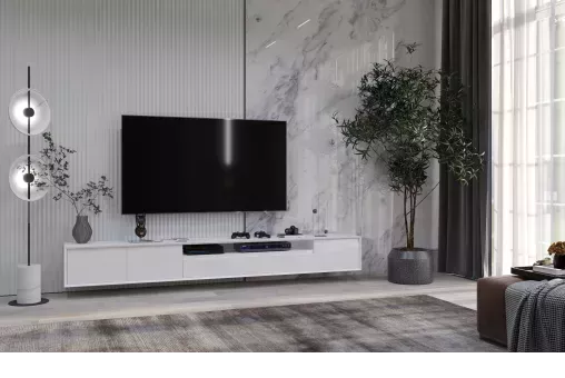 Сити Тумба ТВ 2400 Белый глянец, исполнение 2