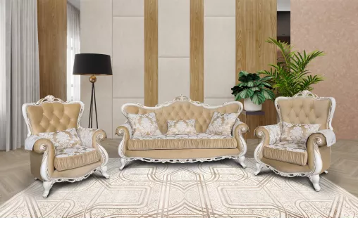 Набор мягкой мебели Лорена (Диван 3 местный + 2 Кресла) (Крем, Калифорния Айвори)