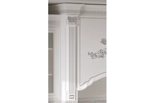 Кухонный гарнитур Венеция угловая 3,60*1,20 (3,00*1,20+ПД600) (Белый, Серебро, Паладина светлая 38мм)