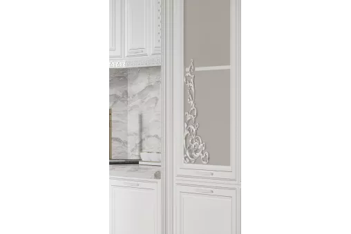 Набор кухонный Венеция угловая 4,50*2,40 (Кухня 3,0*1,5+ПС1500+ПД900) (Белый, Серебро, Паладина светлая 48мм)